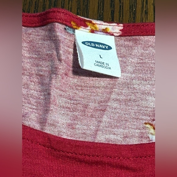 Old Navy red floral long sleeve top Women’s L boho balloon sleeve peasant lace - Picture 5 of 15